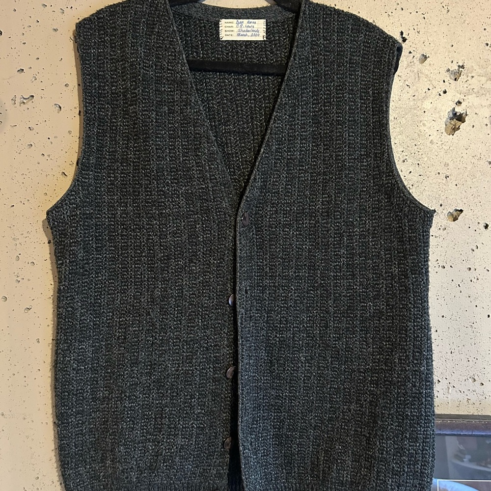 Gray Knit Button-Up Vest